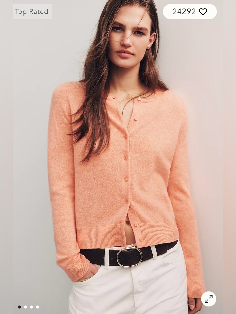 Anthropologie Juliet 100% Cashmere Cardigan Sweater in Papaya Size XXS. NWT